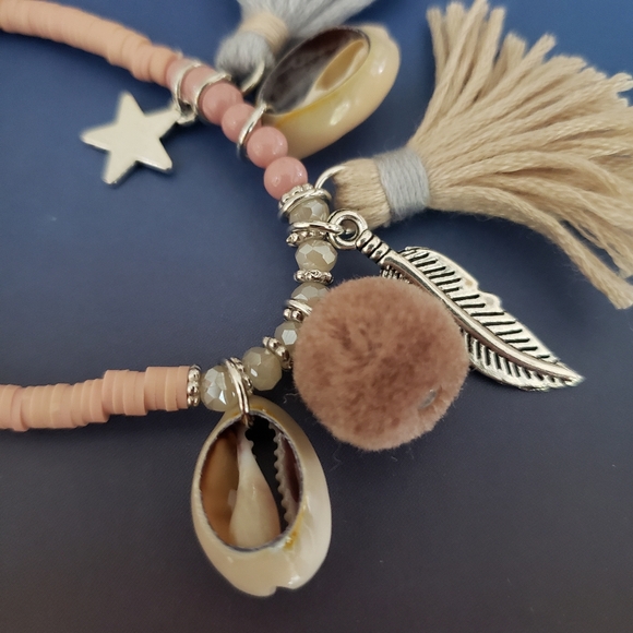 Boho Jewelry Bracelet for Women, Colorful Clay Beads with Tassel Shell - Picture 7 of 7